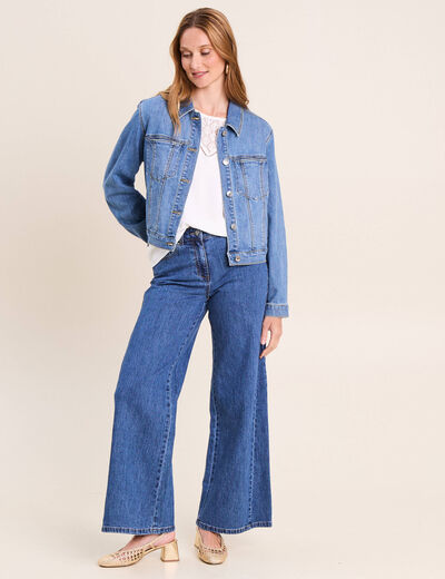 Veste jean manches longues denim double stone femme