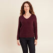 Pull col v bordeaux femme