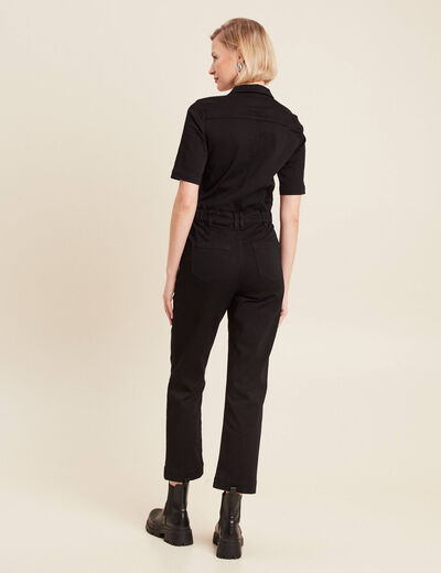 Combinaison pantalon en jean noir femme