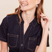Robe jean &eacute;vas&eacute;e col chemise denim brut femme