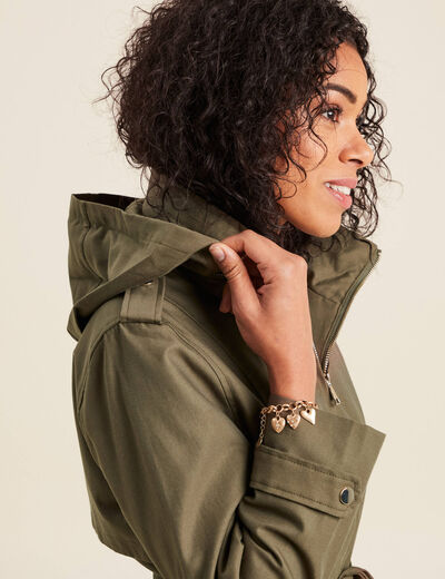 Parka droite ceinturée vert olive femme