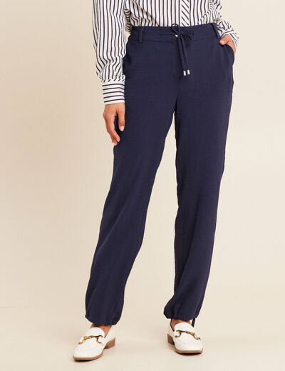 Pantalon large taille standard bleu foncé femme