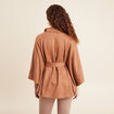 Poncho ceintur&eacute; fermeture zipp&eacute;e marron clair femme