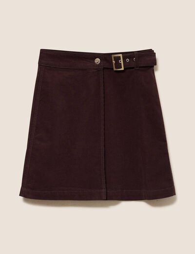 Jupe en velours marron fonc&eacute; femme