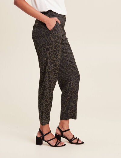 Pantalon flou taille basse vert kaki femme