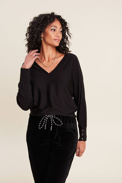 Pull manches longues noir femme