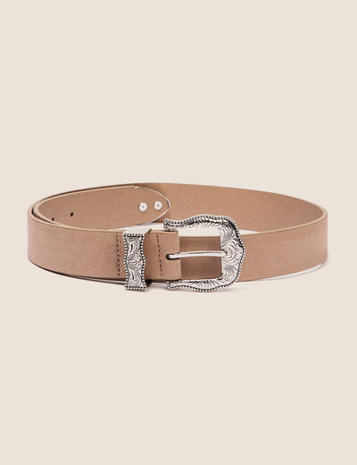 Ceinture boucle western beige femme
