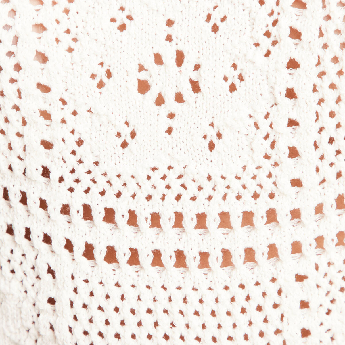 Pull court col rond manches courtes ecru femme