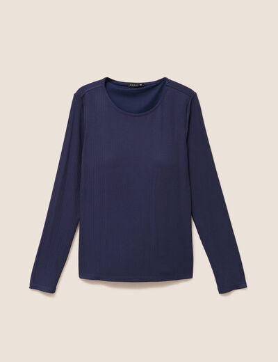 T-shirt thermique ajust&eacute; manches longues bleu marine femme