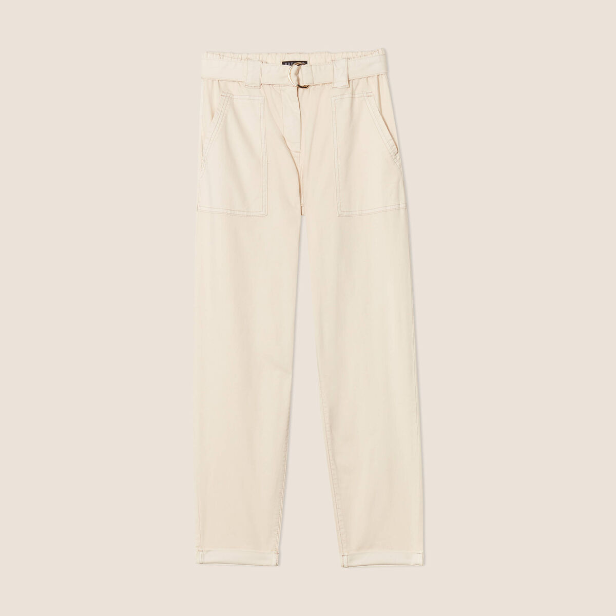 Pantalon large 7/8ème ivoire femme