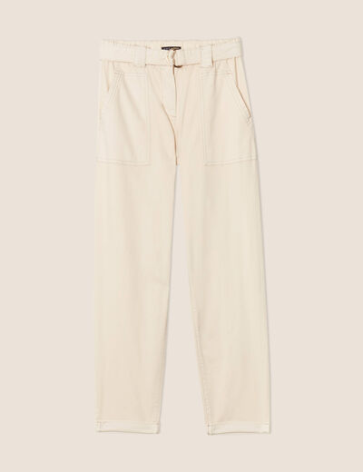 Pantalon large 7/8ème ivoire femme