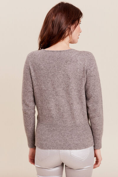 Pull manches longues gris clair femme