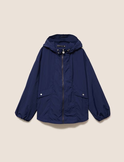 Coupe-vent pliable sac banane bleu marine femme