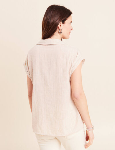 Blouse manches courtes fluide beige femme