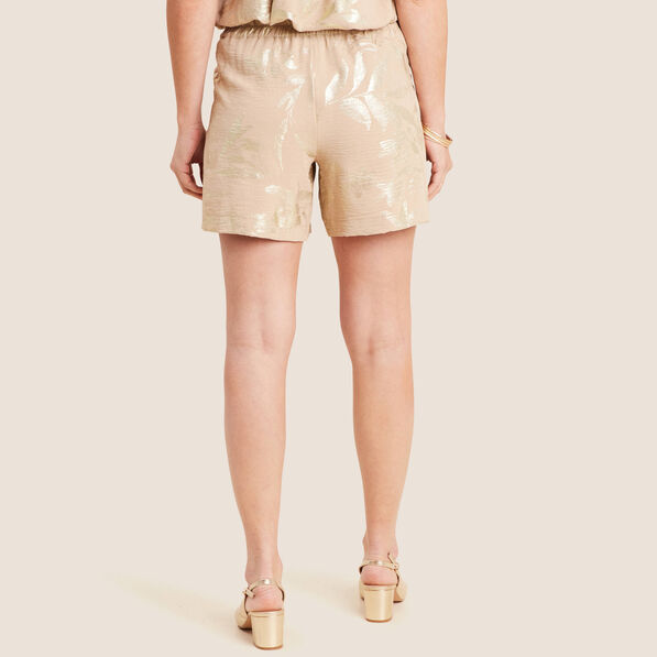Short taille haute beige fonce femme