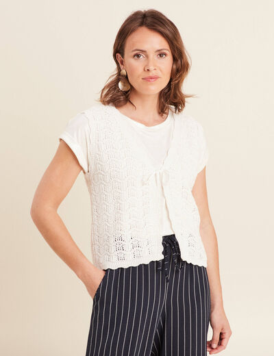 Gilet sans manches blanc femme