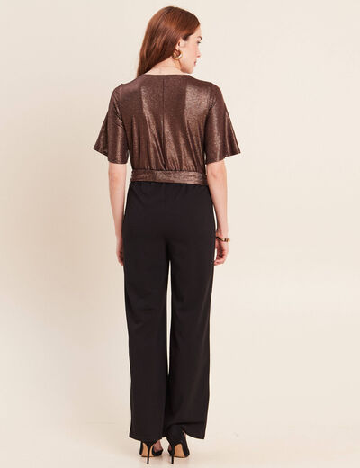Combinaison pantalon droite marron cognac femme