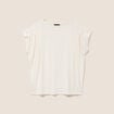 T-shirt droit col rond manches courtes ecru femme