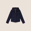 veste cintr&eacute;e doubl&eacute;e avec capuche bleu fonc&eacute; femme