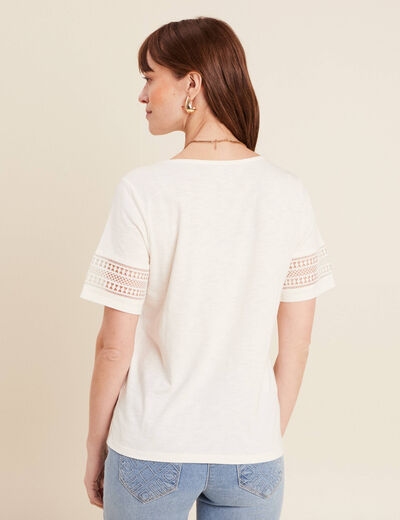 T-shirt manches courtes ecru femme