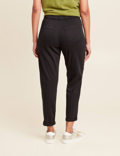 Pantalon coupe droite à coulisse noir femme