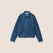 Veste courte droite manches longues denim stone femme