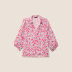 Blouse ample col chemise manches 3/4 rose femme