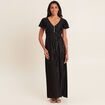 Robe longue droite fluide noir femme