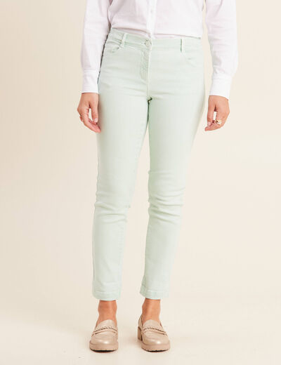 Jean ajusté 7/8ème 5 poches vert clair femme