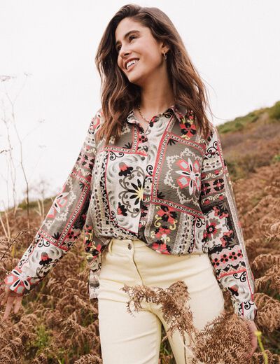 Chemise manches longues multicolore femme