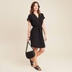 Robe droite ceinture nouée noir femme