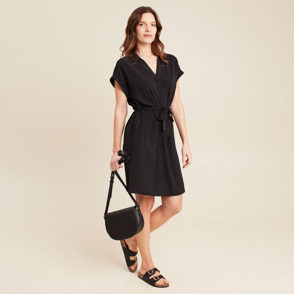 robe droite ceinture nouee noir femme Robe droite ceinture nouée noir femme