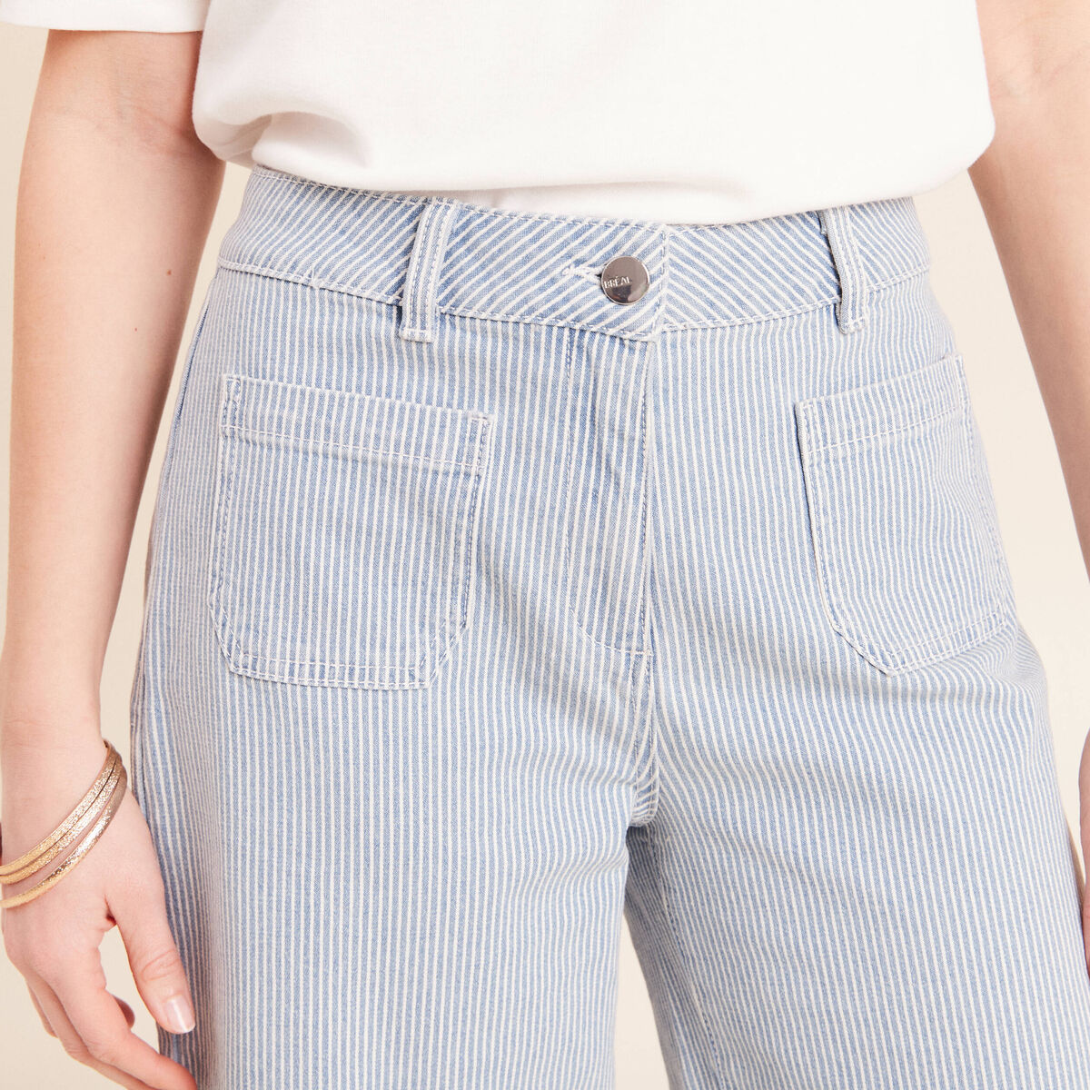 Bermuda casual taille haute bleu femme