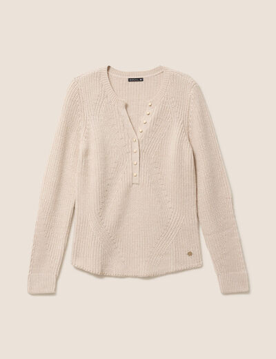Pull manches longues creme femme