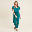 Combinaison pantalon droite vert femme