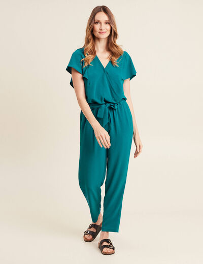 Combinaison pantalon droite vert femme