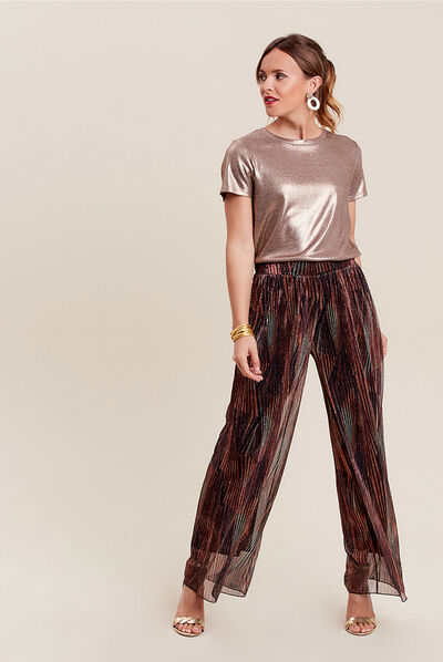 T-shirt manches courtes couleur cuivre femme