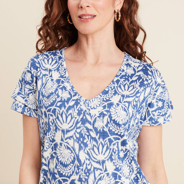 T-shirt manches courtes bleu femme