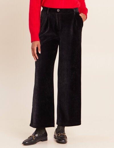 Pantalon en velours noir femme