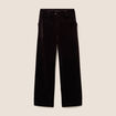 Pantalon large taille haute marron fonc&eacute; femme