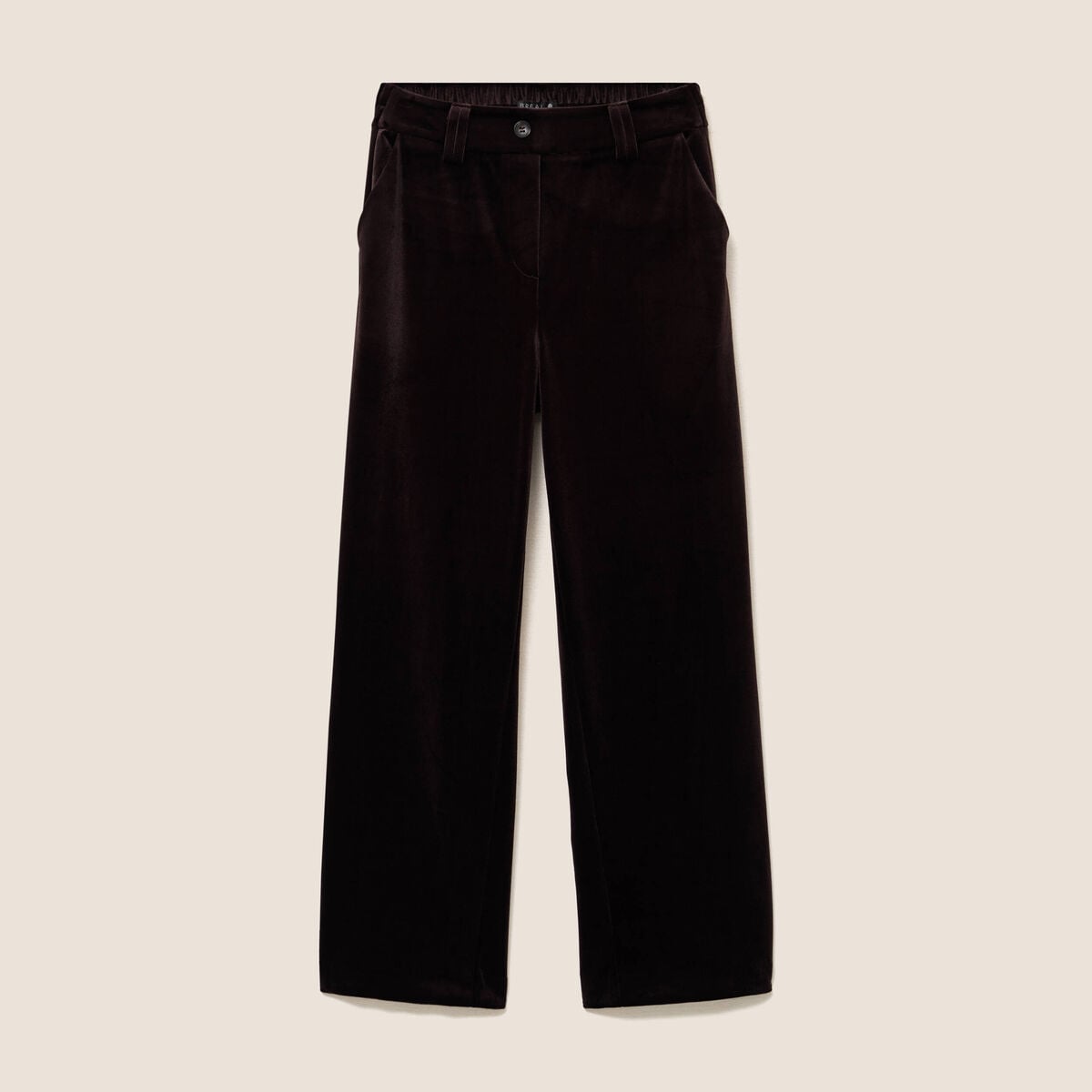 Pantalon large taille haute marron fonc&eacute; femme