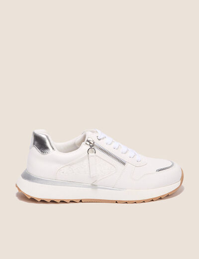 Baskets détails zippés blanc femme