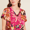 T-shirt col v manches courtes rose femme