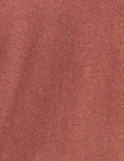 T-shirt col v manches courtes aspect lin marron fonc&eacute; femme