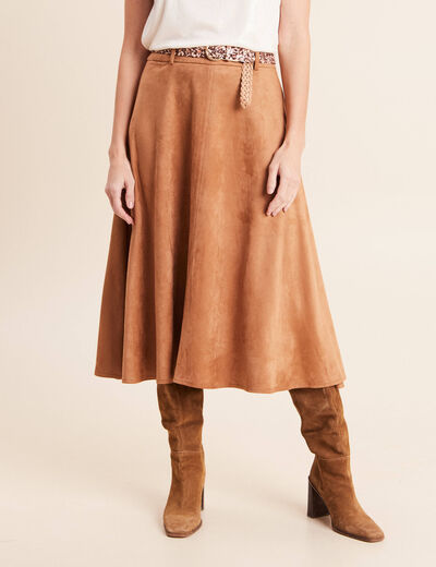 Jupe avec ceinture amovible marron clair femme