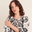 Chemise droite manches 3/4 col rond vert femme