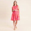 Robe ample courte sans manches doubl&eacute;e rose femme