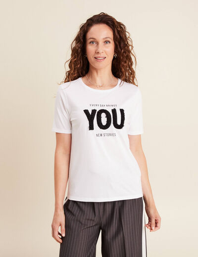 T-shirt col rond blanc femme