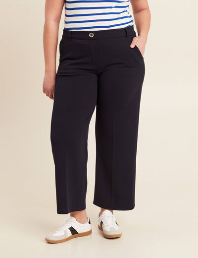 Pantalon large pinces bleu foncé femme