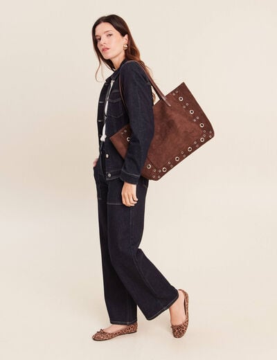 Veste cintr&eacute;e courte en jean denim brut femme
